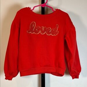 Isaac Mizrahi Red Sweatshirt with Gold 'Loved' Design
